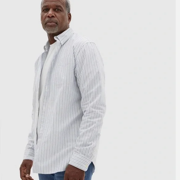 Everlane Men's Blue Striped Button Down Shirt - Picture 1 of 5